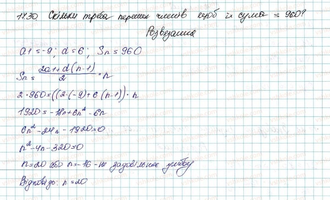 фото задание 30 - 17. сума n перших членів арифметичної прогресії - § 3. числові послідовності