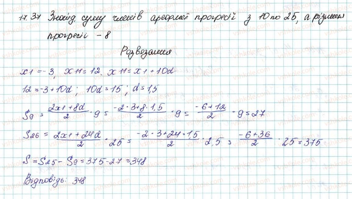 фото задание 37 - 17. сума n перших членів арифметичної прогресії - § 3. числові послідовності