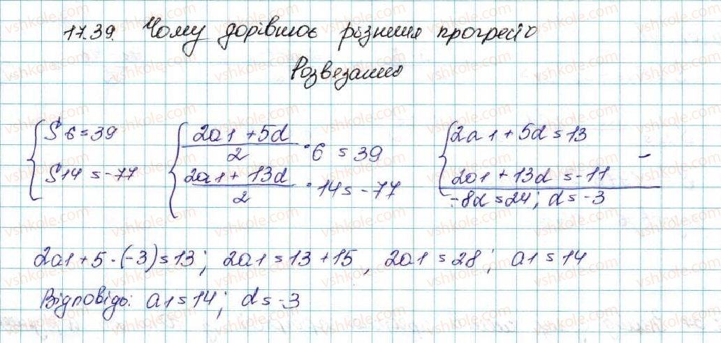 фото задание 39 - 17. сума n перших членів арифметичної прогресії - § 3. числові послідовності