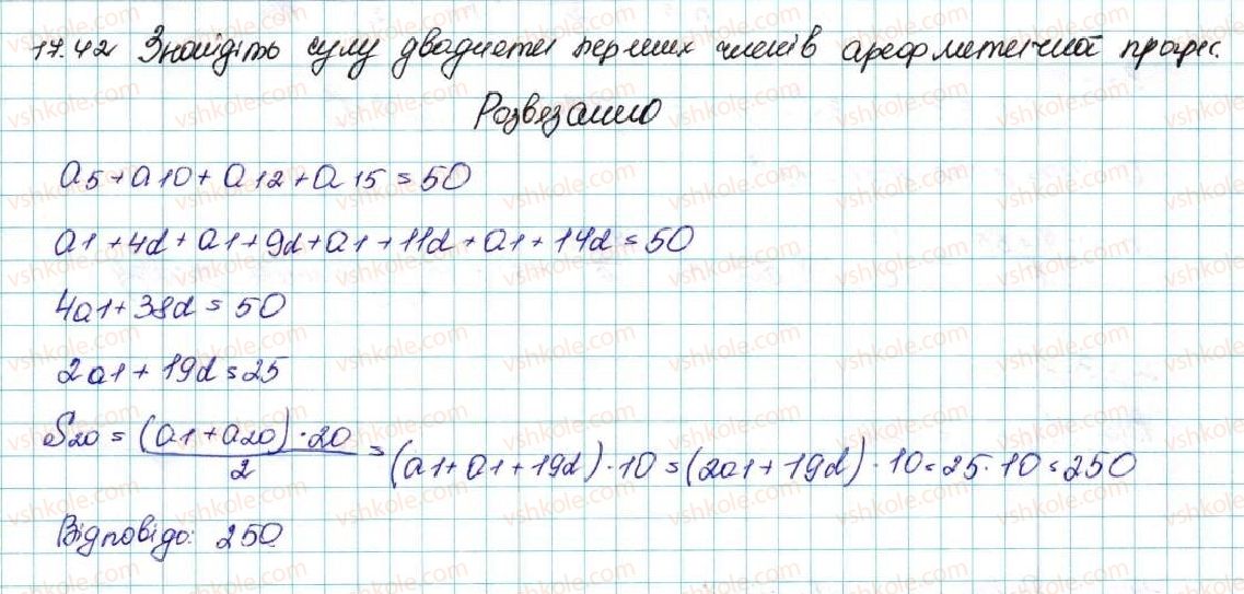 фото задание 42 - 17. сума n перших членів арифметичної прогресії - § 3. числові послідовності