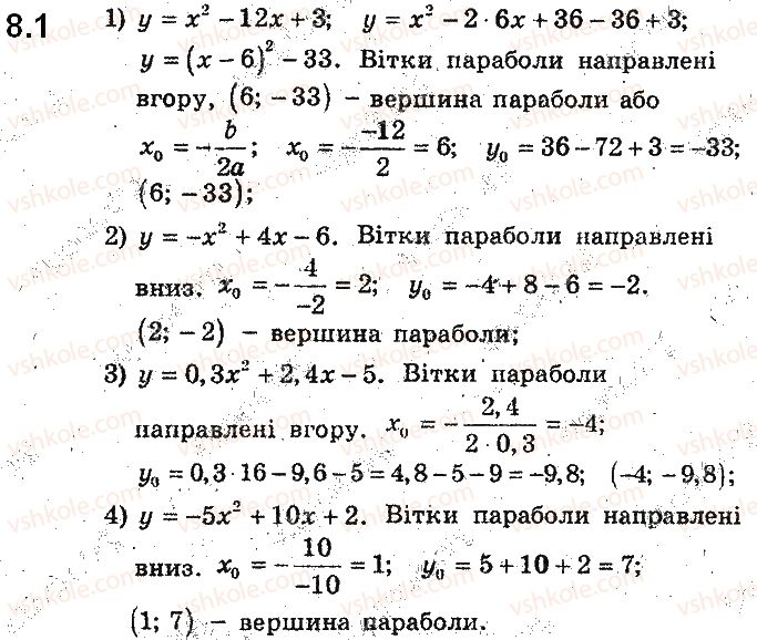 фото задание 1 - 8. квадратична функція, її графік і властивості - § 2. квадратична функція