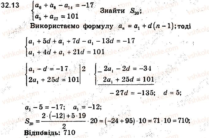 фото задание 13 - 32. сума n перших членів арифметичної прогресії - § 7. числові послідовності