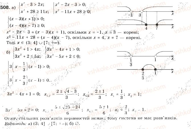 фото задание 508 - § 12. квадратні нерівності - квадратична функція