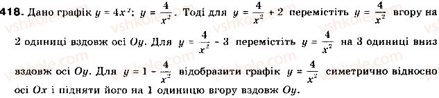 фото задание 418 - § 10. перетворення графіків функцій - розділ 2. квадратична функція