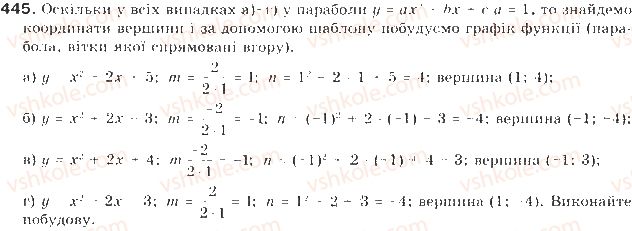фото задание 445 - § 11. квадратична функція - розділ 2. квадратична функція