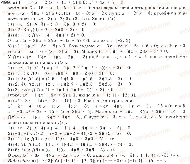 фото задание 499 - § 12. квадратні нерівності - розділ 2. квадратична функція