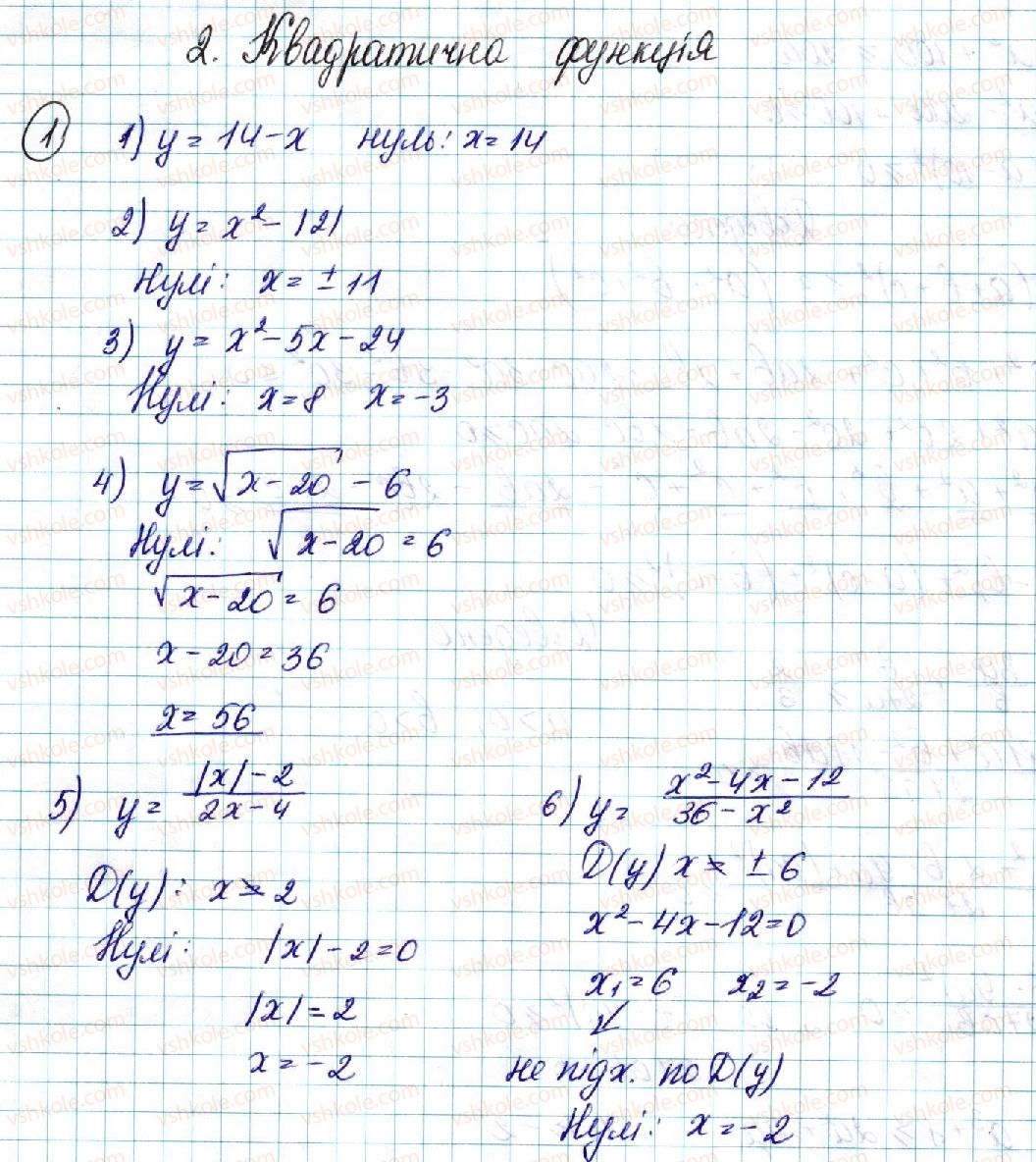 фото задание 1 - 2. квадратична функція - повторення навчального матеріалу