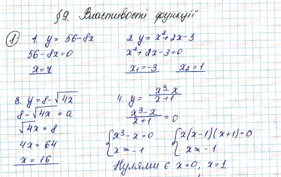фото задание 1 - § 9. властивості функції - розділ 2. квадратична функція