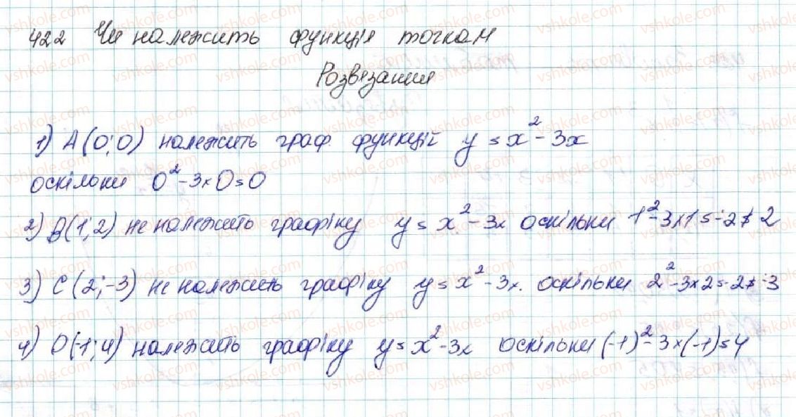 фото задание 422 - § 11. функція y = ax2 + bx + c, a ≠ 0, її графік і властивості - розділ 2. квадратична функція