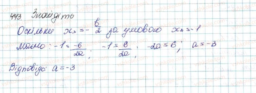 фото задание 443 - § 11. функція y = ax2 + bx + c, a ≠ 0, її графік і властивості - розділ 2. квадратична функція