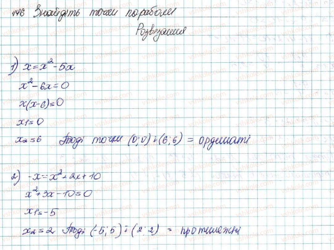 фото задание 446 - § 11. функція y = ax2 + bx + c, a ≠ 0, її графік і властивості - розділ 2. квадратична функція