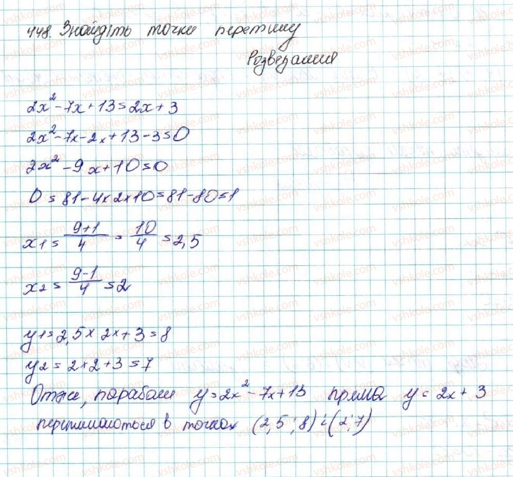 фото задание 448 - § 11. функція y = ax2 + bx + c, a ≠ 0, її графік і властивості - розділ 2. квадратична функція