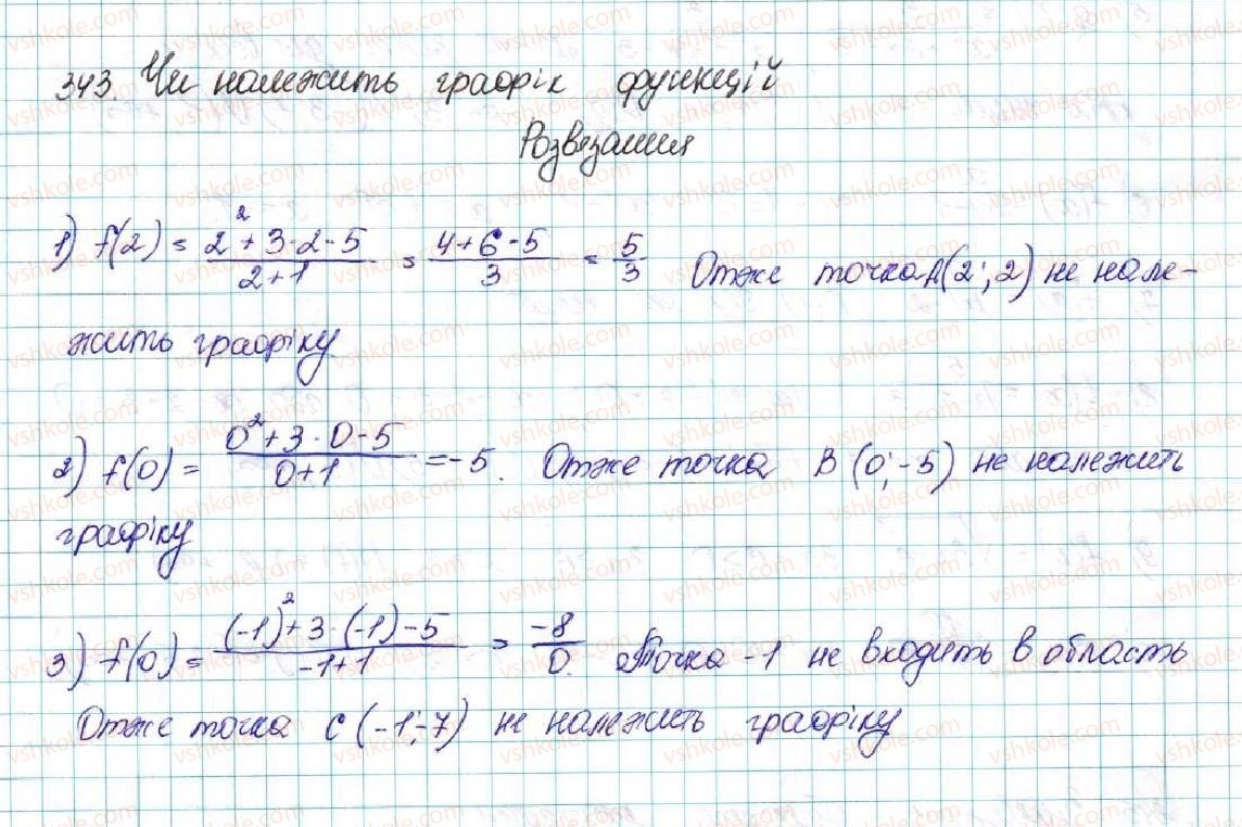 фото задание 343 - § 8. функції. область визначення, область значень і графік функції - розділ 2. квадратична функція