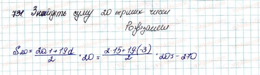 фото задание 731 - § 17. сума n перших членів арифметичної прогресії - розділ 3. числові послідовності