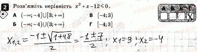 фото задание 2 - варіант 1 - самостійна робота № 6. квадратна нерівність - самостійні роботи