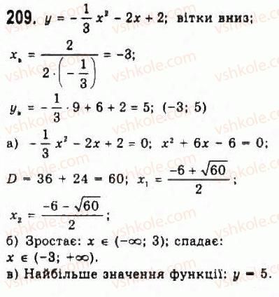 фото задание 209 - § 4. дослідження квадратичної функції і перетворення графіків функцій - розділ 2. квадратична функція