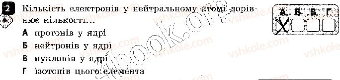 фото задание 2 - варіант 2 - контроль теоретичних знань 5. будова атома - контроль теоретичних знань