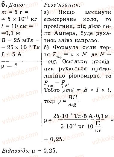 фото задание 6 - вправи - § 4. сила ампера - розділ 1. магнітне поле