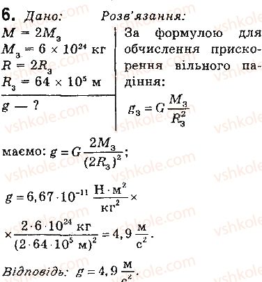 фото задание 6 - вправи - § 33. закон всесвітнього тяжіння. сила тяжіння. прискорення вільного падіння - розділ 5. рух і взаємодія. закони збереження