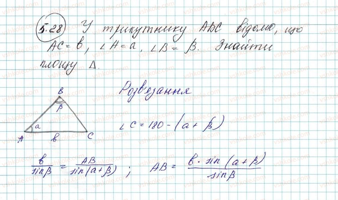 фото задание 28 - 5. формули для знаходження площі трикутника - § 1. розв’язування трикутників