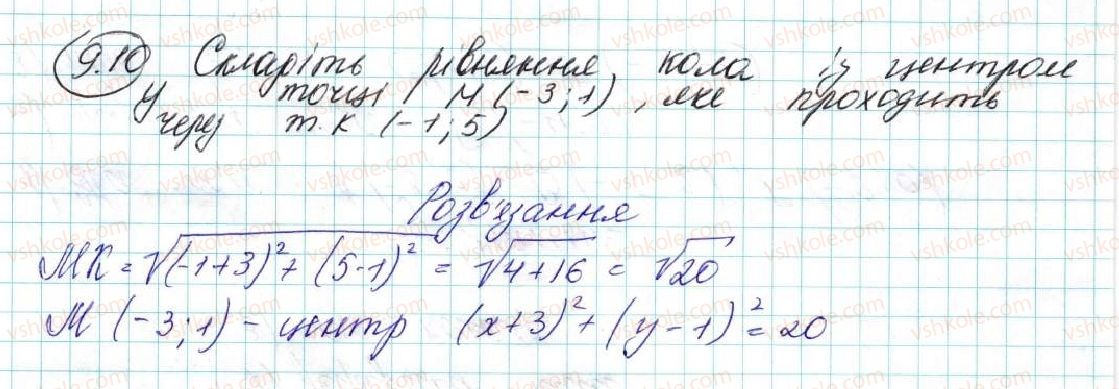 фото задание 10 - 9. рівняння фігури. рівняння кола - § 3. декартові координати на площині