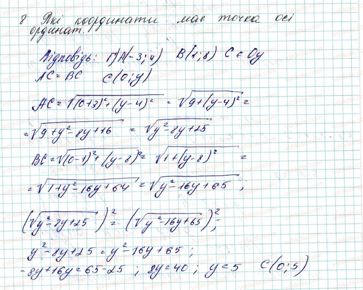 фото задание 8 - завдання № 3 «перевірте себе» в тестовій формі - § 3. декартові координати на площині