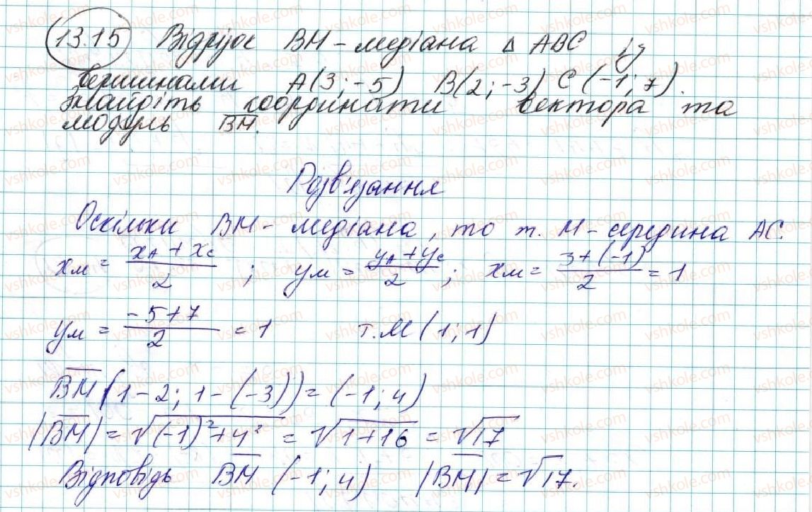 фото задание 15 - 13. координати вектора - § 4. вектори