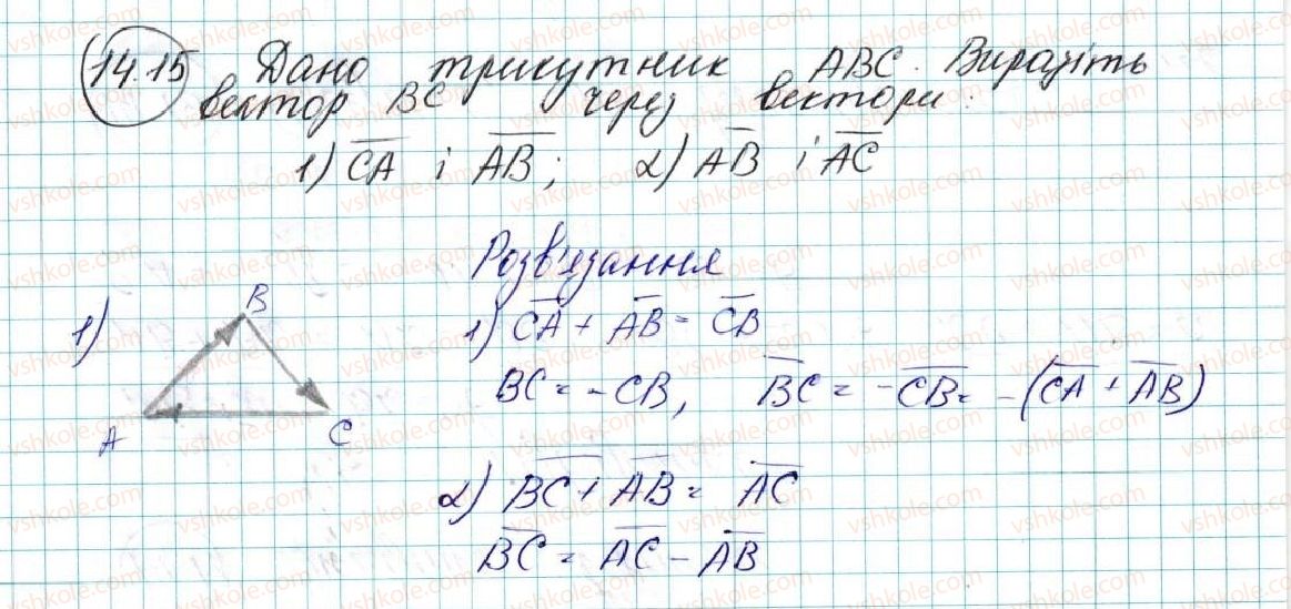 фото задание 15 - 14. додавання і віднімання векторів - § 4. вектори
