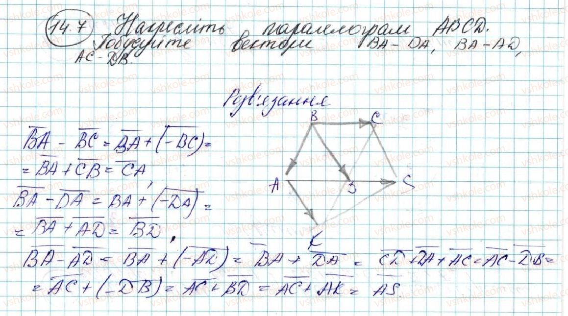 фото задание 7 - 14. додавання і віднімання векторів - § 4. вектори