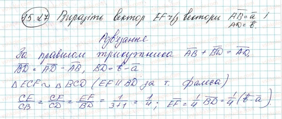 фото задание 27 - 15. множення вектора на число - § 4. вектори