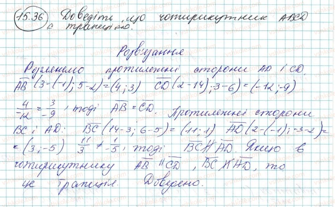 фото задание 36 - 15. множення вектора на число - § 4. вектори