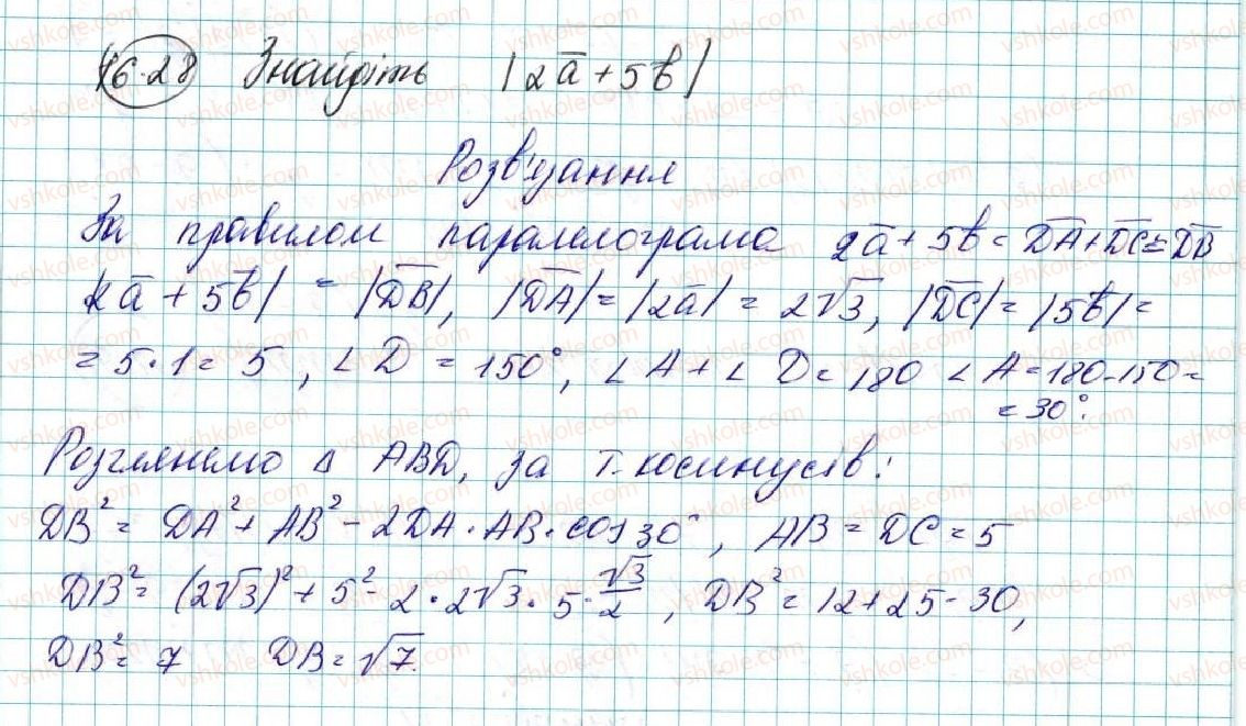 фото задание 28 - 16. скалярний добуток векторів - § 4. вектори