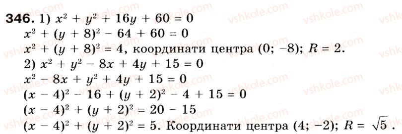 фото задание 346 - 9. рівняння фігури. рівняння кола - § 3. декартові координати на площині