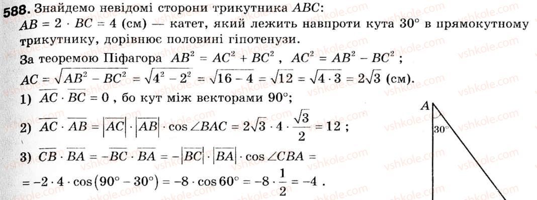 фото задание 588 - 16. скалярний добуток векторів - § 4. вектори