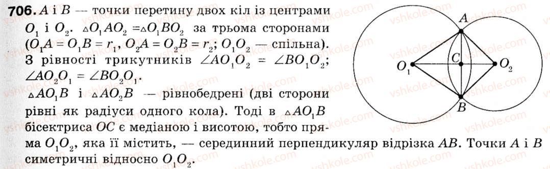 фото задание 706 - 18. осьова і центральна симетрії. поворот - § 5. геометричні перетворення