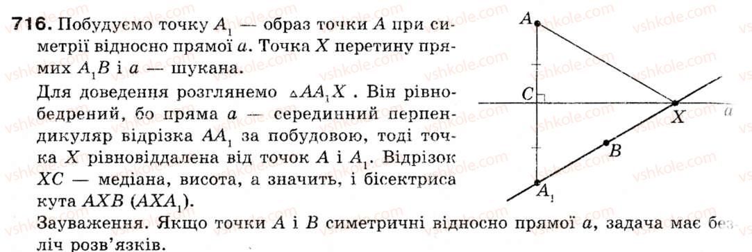 фото задание 716 - 18. осьова і центральна симетрії. поворот - § 5. геометричні перетворення