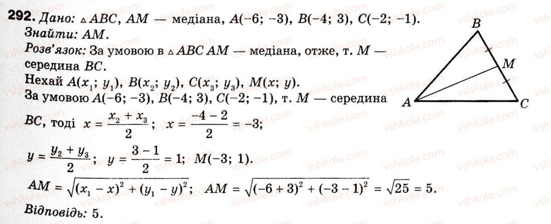 фото задание 292 - § 8. найпростіші задачі в координатах - розділ 3. декартові координати на площині