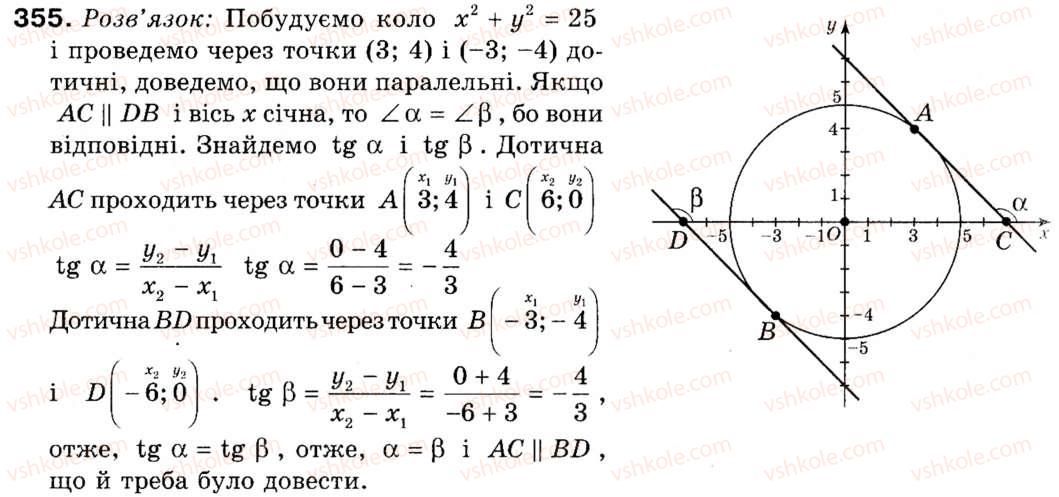 фото задание 355 - § 10. метод координат - розділ 3. декартові координати на площині
