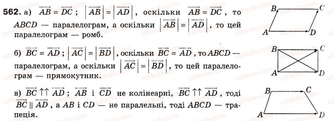 фото задание 562 - § 16. початкові відомості про вектори - розділ 5. вектори на площині