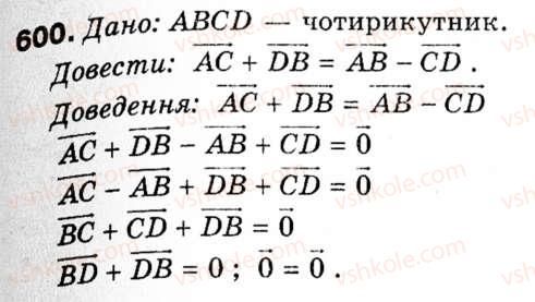 фото задание 600 - § 17. додавання і віднімання векторів - розділ 5. вектори на площині