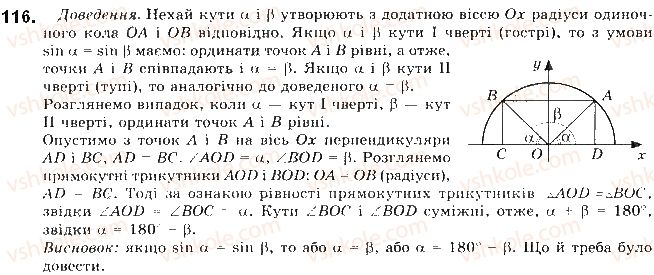фото задание 116 - § 3. синус, косинус і тангенс кутів від 0 до 180 - розділ 1. метод координат на площині