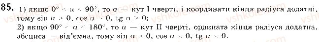 фото задание 85 - § 3. синус, косинус і тангенс кутів від 0 до 180 - розділ 1. метод координат на площині