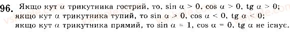 фото задание 96 - § 3. синус, косинус і тангенс кутів від 0 до 180 - розділ 1. метод координат на площині