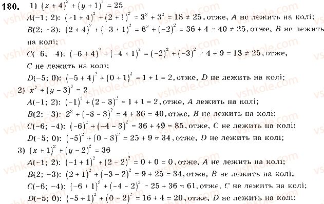 фото задание 180 - § 5. поняття рівняння фігури. рівняння кола - розділ 1. метод координат на площині
