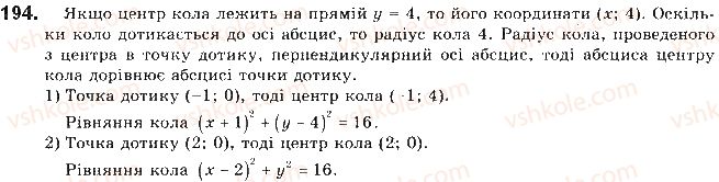 фото задание 194 - § 5. поняття рівняння фігури. рівняння кола - розділ 1. метод координат на площині