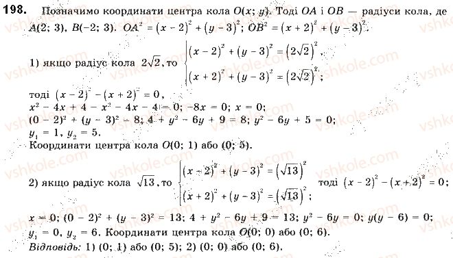 фото задание 198 - § 5. поняття рівняння фігури. рівняння кола - розділ 1. метод координат на площині
