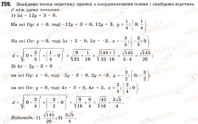 фото задание 259 - § 6. рівняння прямої - розділ 1. метод координат на площині