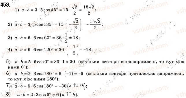 фото задание 453 - § 10. скалярний добуток векторів - розділ 2. вектори на площині
