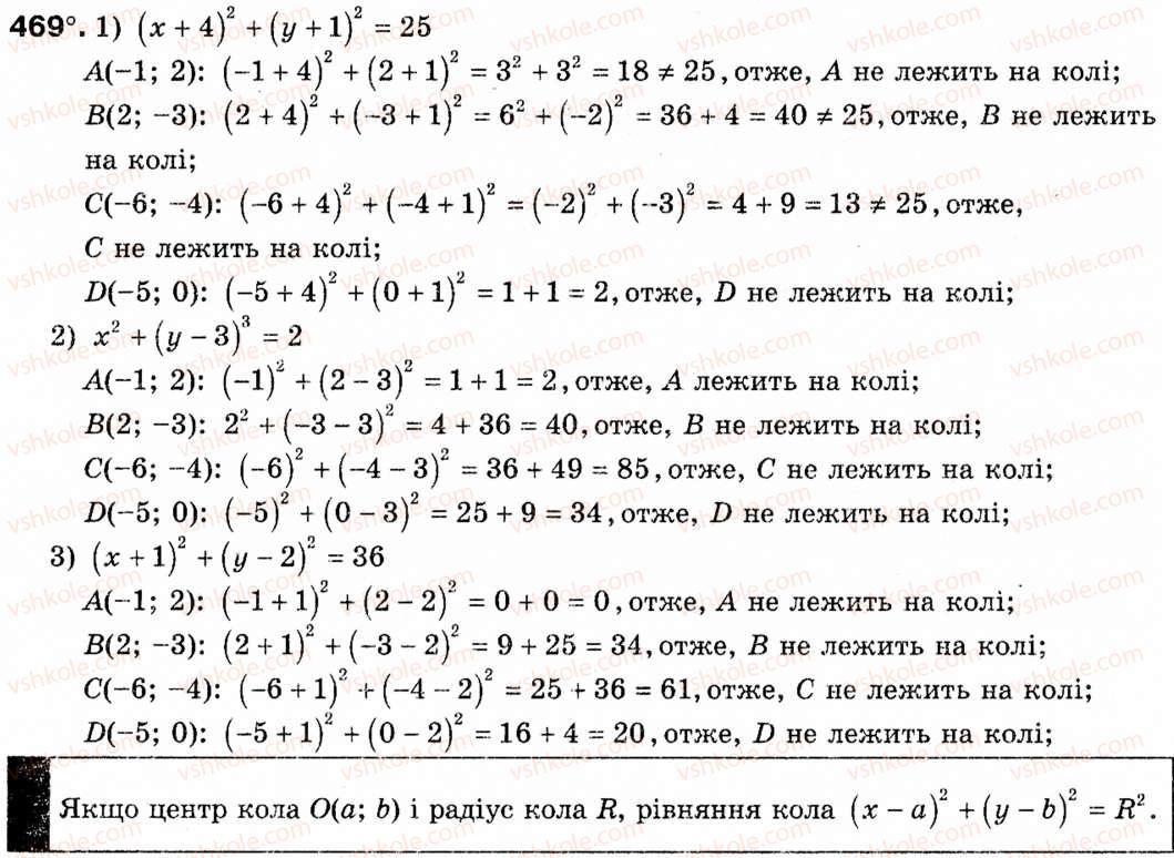 фото задание 469 - § 14. поняття рівняння фігури. рівняння кола - розділ 3. декартові координати на площині