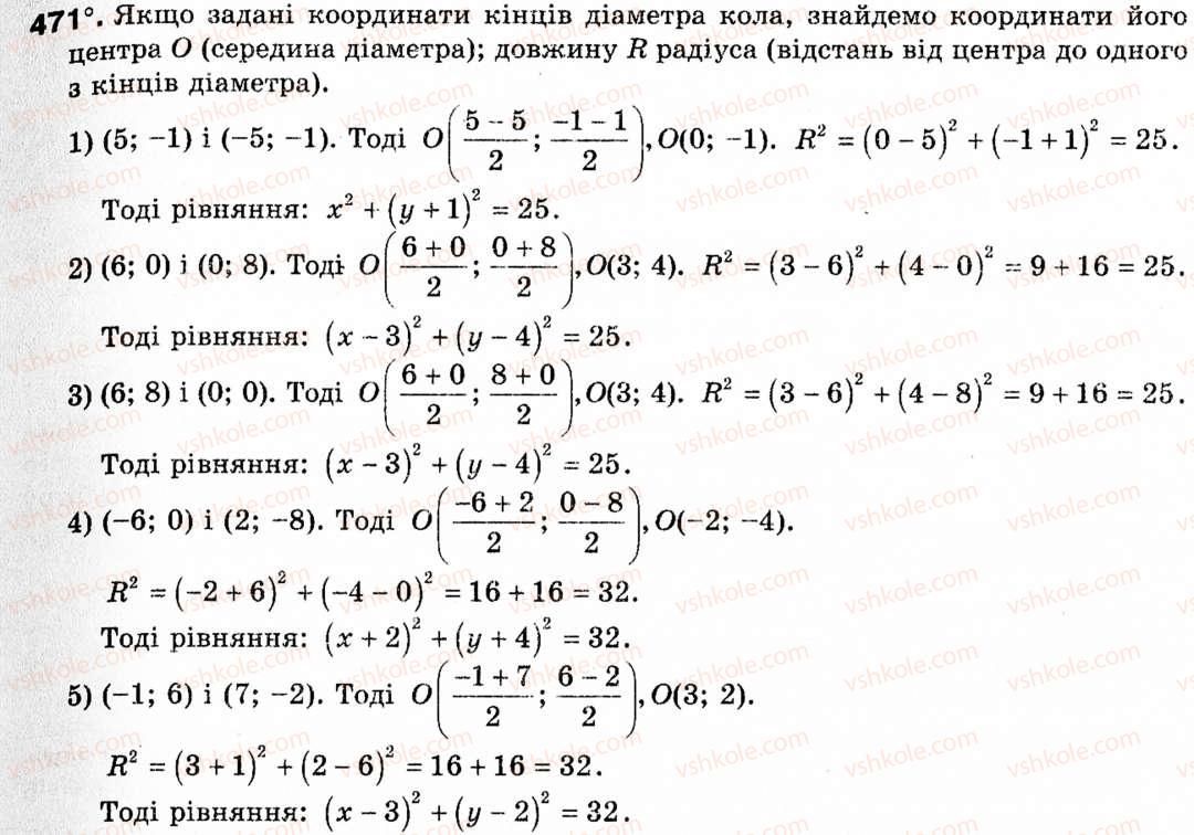 фото задание 471 - § 14. поняття рівняння фігури. рівняння кола - розділ 3. декартові координати на площині